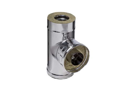 Тройник Феррум утепленный угол 90° нержавеющий (430/0,5мм)/зеркальный, ф150/250, по воде