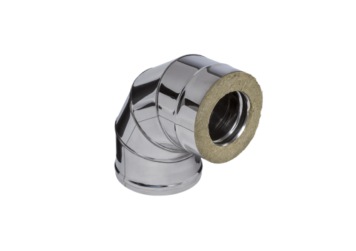 Колено Феррум утепленное угол 90° нержавеющее (430/0,5мм)/зеркальное ф150/210 по воде