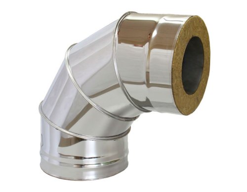 Колено Феррум утепленное угол 90° нержавеющее (430/0,8мм)/зеркальное, ф150/210, по воде