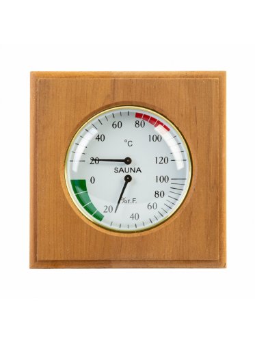 детальное фото термометр с гигрометром банная станция квадрат термо, липа, th-11t, 212f, банный эксперт в интернет-магазине Дачный Эксперт