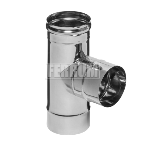 Тройник Феррум угол 90°, нержавеющий (430/0,8мм), ф160, по воде