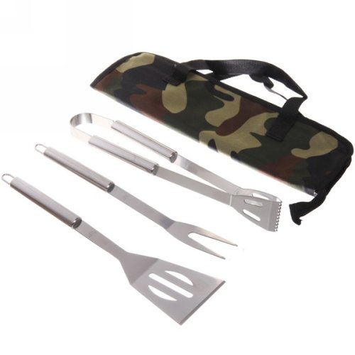 детальное фото набор для барбекю 4 предмета с ручкой из металла (лопатка,вилка,щипцы,чехол) в интернет-магазине Дачный Эксперт