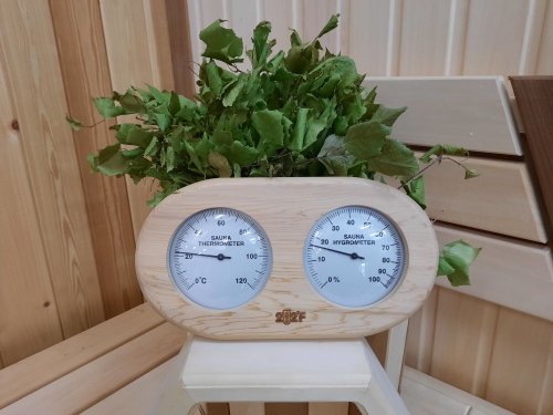 детальное фото термометр с гигрометром банная станция очки овал канадский кедр, th-20-r, 212f, банный эксперт в интернет-магазине Дачный Эксперт