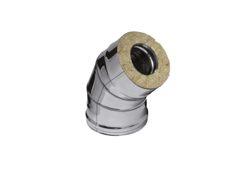 Колено Феррум утепленное угол 135° нержавеющее (430/0,5мм)/зеркальное ф130/200 по воде