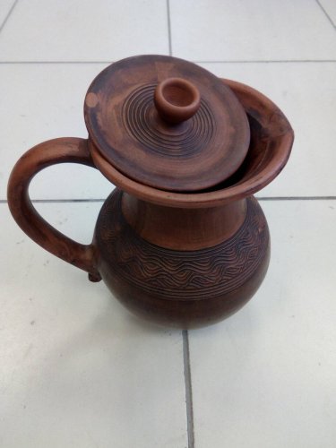 детальное фото кувшин глиняный 3л, с орнаментом, ручная работа, шд в интернет-магазине Дачный Эксперт