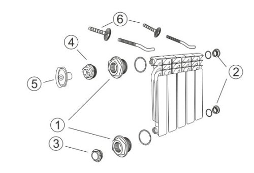 детальное фото комплект подключения радиатора 1"х3/4" в блистере с кроншт. "sti" в интернет-магазине Дачный Эксперт