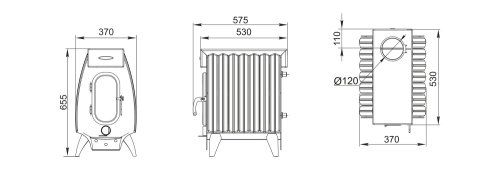 печь отопительно-варочная тмф огонь-батарея 7 лайт дровяная антрацит