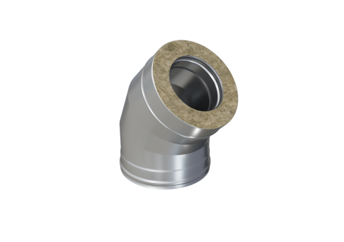 Колено Феррум утепленное угол 135° нержавеющее (430/0,5мм)/оцинкованное, ф250/350 по воде