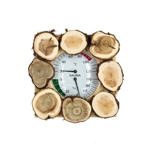 детальное фото термометр с гигрометром банная станция квадрат можжевел. (натур.форма) th-11jn, 212f, банный эксперт в интернет-магазине Дачный Эксперт
