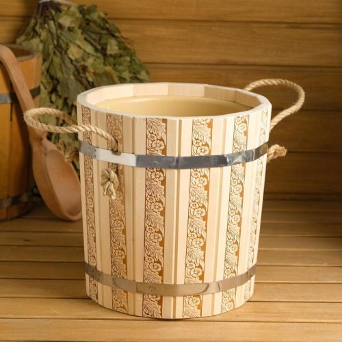 детальное фото запарник 10л с пластмассовой вставкой русские узоры, банный эксперт в интернет-магазине Дачный Эксперт