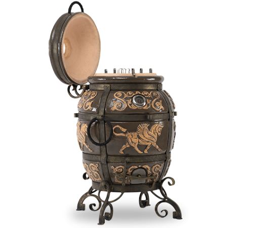 детальное фото тандыр экотандыры перс толпар,с откидной крышкой,с колесами черная патина в интернет-магазине Дачный Эксперт